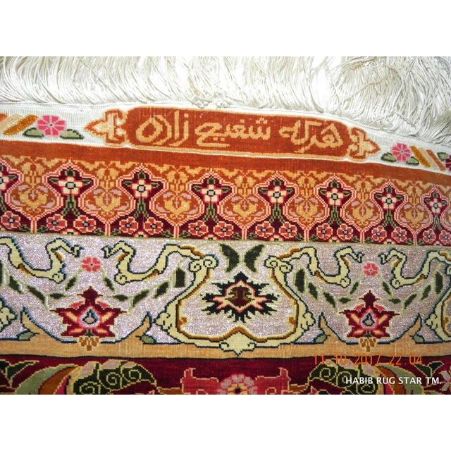 Turkish Hereke Silk & Gold Signed " Shafi Zareh " Master Weaver / Wall Hanging For Sale - Image 3 of 10