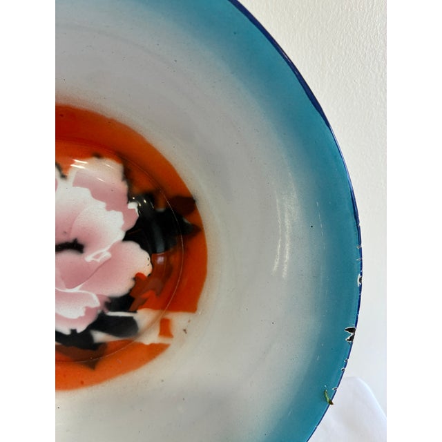 Vintage Hand Painted Enamel Bowl With Floral Motif For Sale - Image 4 of 11