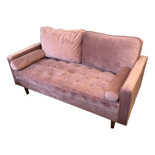 Modway Valour Velvet Apartment Sofa, Rose Pink For Sale
