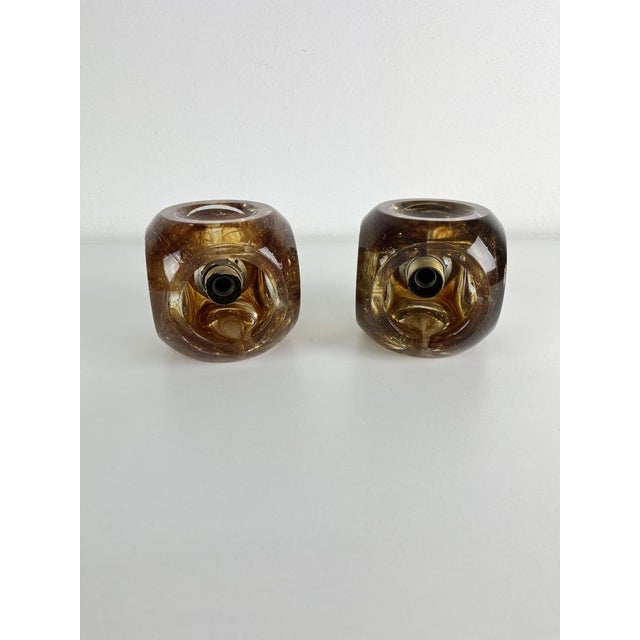 Vintage Cubic Murano Glass Wall Lamps, 1970s, Set of 2 For Sale - Image 8 of 10