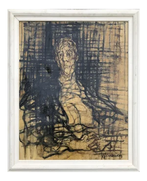 Home Assis Oil Painting by Claude Weisbuch, 1960