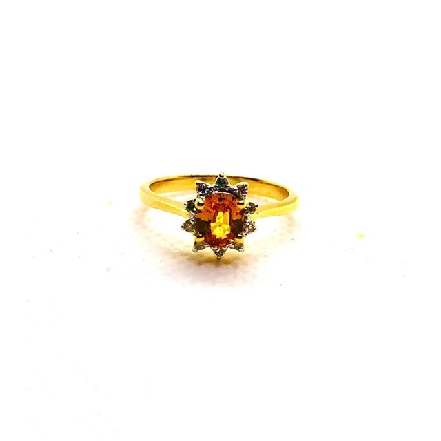 Contemporary Bochic “Orient” Vintage Yellow Sapphire & Cognac Diamond Ring Set In 18K Gold & Silver For Sale - Image 3 of 9