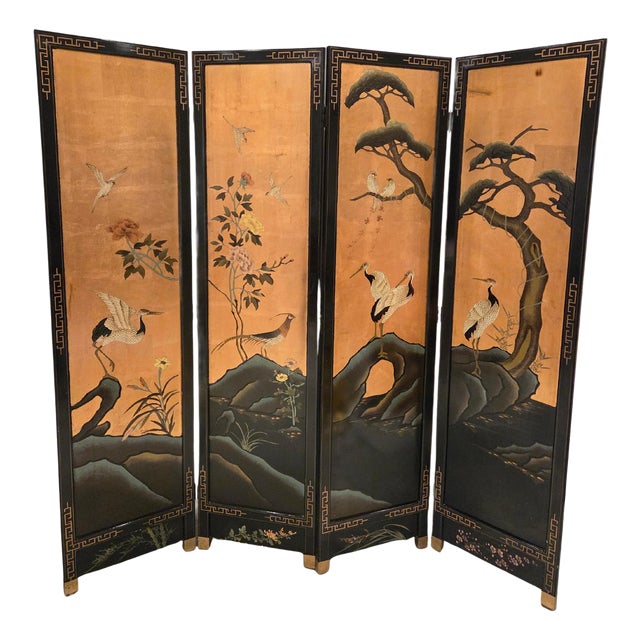 Vintage Four-Panel Folding Screen, 1975 For Sale