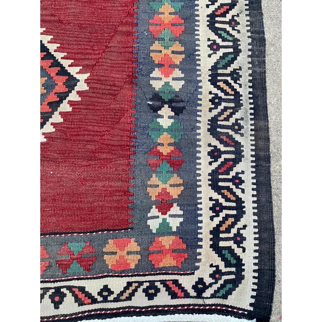 1920s Vintage Turkish Tribal Coral Color Handmade Kilim Runner Rug For Sale - Image 5 of 10