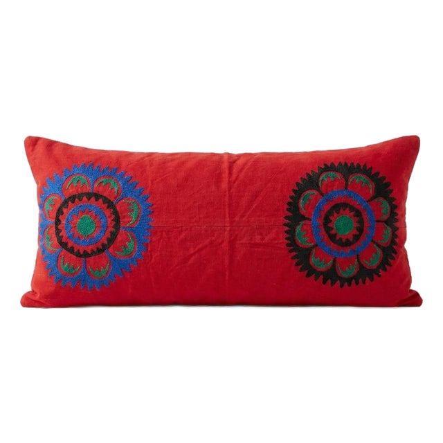 Embroidered Suzani Bedding Pillow Cover 13'' X 27'' For Sale