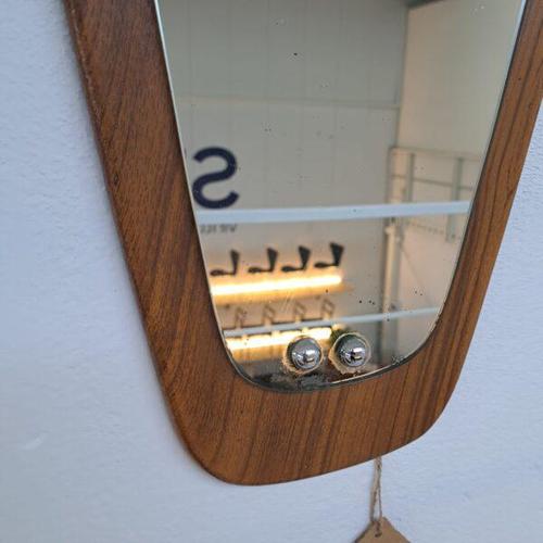 Mid-Century Modern Irregularly Shaped Mirror in Teak Frame For Sale - Image 3 of 4