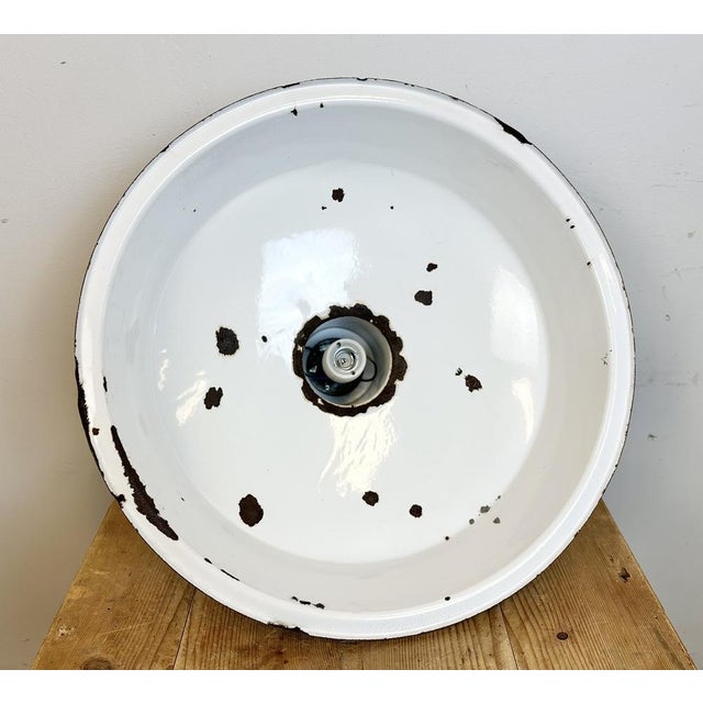 Large Industrial Grey Enamel Factory Lamp, 1950s For Sale - Image 14 of 17