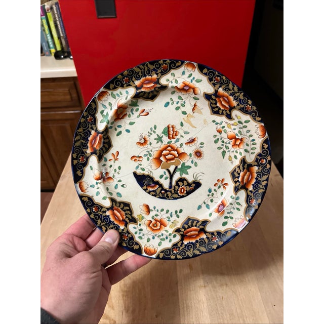 American A Fine Pair of Antique Royal Crown Derby Plates, With Staple Repairs, Circa 1820's For Sale - Image 3 of 12