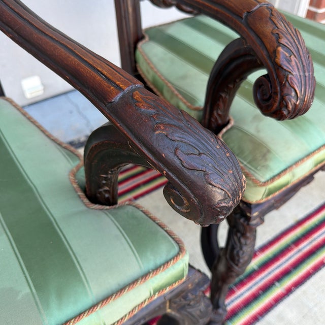 Mid 19th Century Antique Pair of Flemish Heavily Carved Ebonized Armchairs, Circa Mid-19th Century For Sale - Image 5 of 12