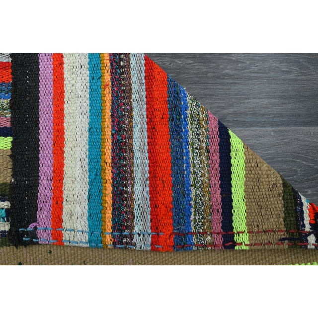 Vintage Turkish Oushak Handmade Wool Cotton Multi Color Runner Rug For Sale - Image 9 of 11