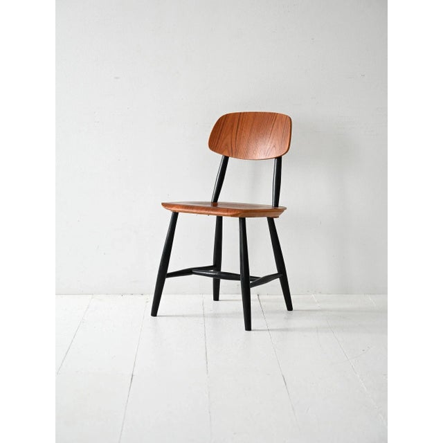 Wood Vintage Scandinavian Chair with Black Frame, 1960s For Sale - Image 7 of 7
