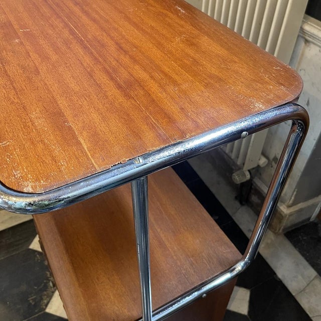 Glass Modernist Art Deco Bauhaus Tubular Steel & Wood Sideboard, 1930 For Sale - Image 7 of 16