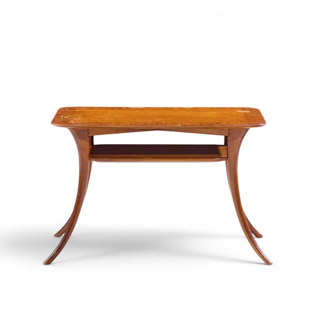 Brown t.h. Robsjohn Gibbings for Widdicomb Mid Century Bleached Mahogany Sabre Side End Tables - Pair For Sale - Image 8 of 12