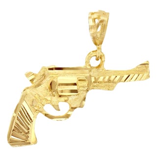 Revolver Charm with Diamond Cuts 10k Yellow Gold For Sale