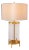 Artemis Glass Cylinder and Hammered Metal Lamp with Gold Feet For Sale