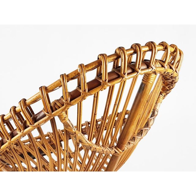 Mid-Century Italian Rattan and Black Metal Chair, 1950s For Sale - Image 12 of 14