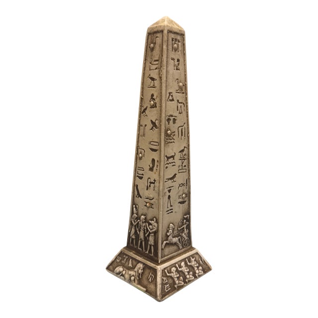 Egyptian Revival Style Hieroglyphic Obelisk Sculpture For Sale