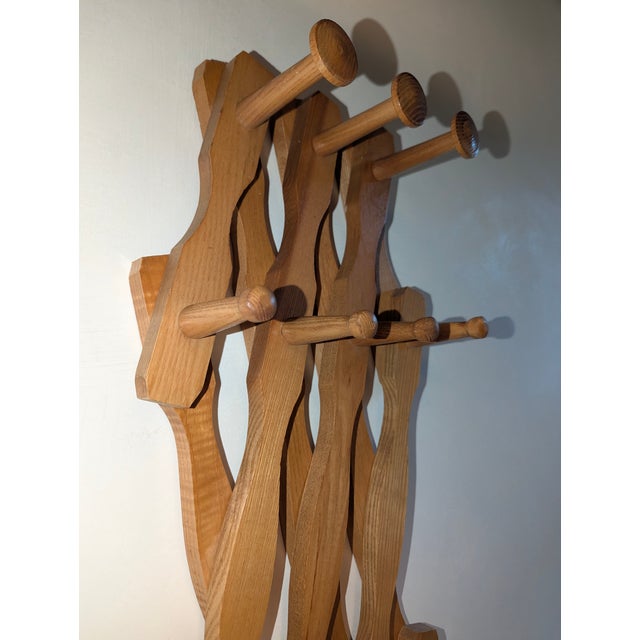 1960s Vintage Wall-Mounted Coat Rack in Oak from the GDR, 1960s For Sale - Image 5 of 13