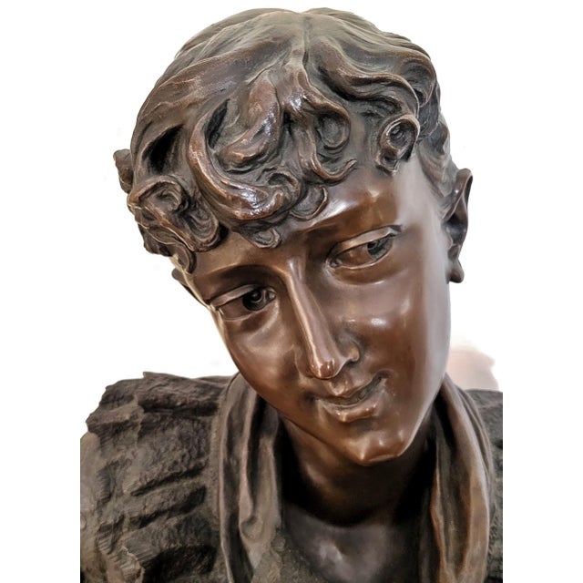 Antique French Lifesize Bronze Bust of a Young Woman by Wagner For Sale - Image 10 of 18