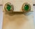 White 4 Carat Oval Shape Emerald & 1 Ct Diamond Post Back Earrings 14 Kt Yellow Gold For Sale - Image 8 of 18