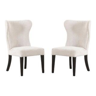 Pasargad Home Elara Design Dining Chairs, Ivory - Set of 2 For Sale
