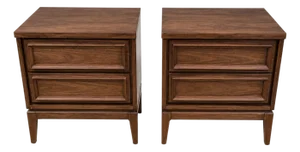 Mid Century Modern Walnut Nightstands - Pair
