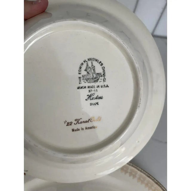 Cream Mid 20th Century 22 Karat Gold Serving Bowl & Platter For Sale - Image 8 of 12