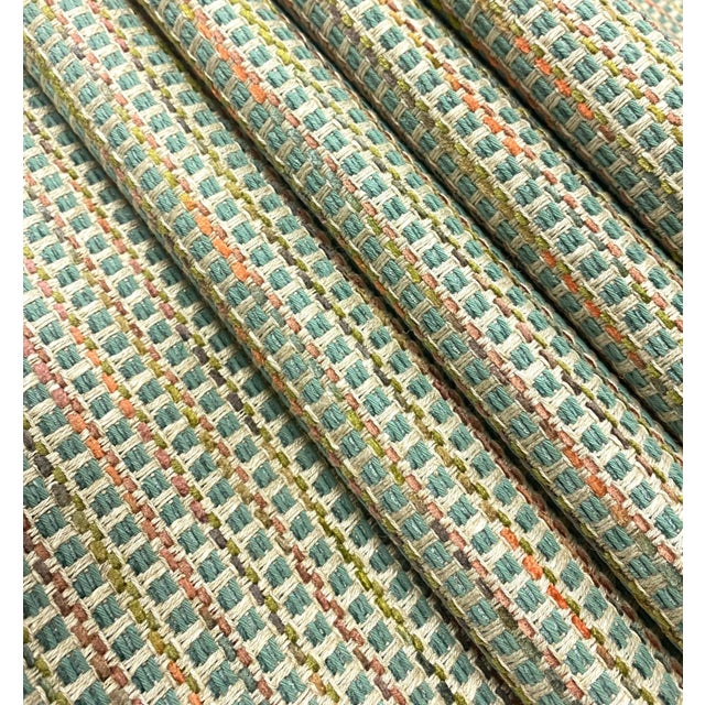 55” wide Osborne Little Sarangi NCF 4420-02 Italian tweed upholstery fabric in teal, coral and green. Price is per yard.....