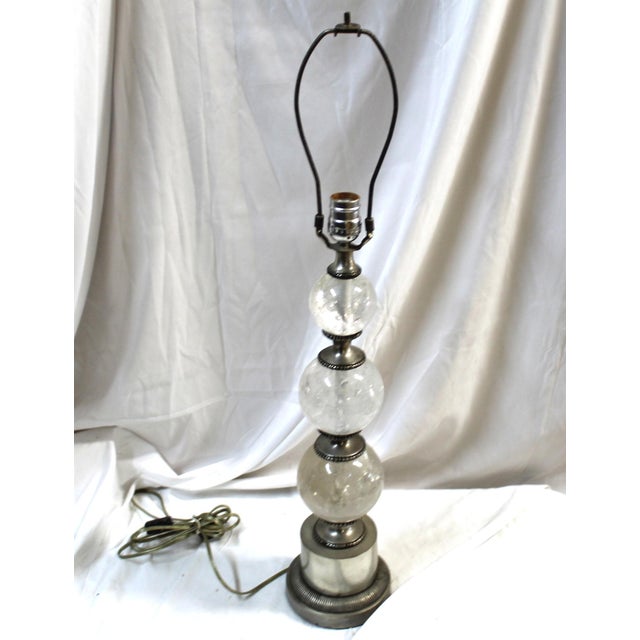 Silver Vintage Mid Century Modern Lamp, Single Silver Finish For Sale - Image 8 of 8