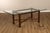 High Quality Fretwork Carved Mahogany Dining Table with Thick Rectangular Beveled Glass Top on X-Stretcher Base