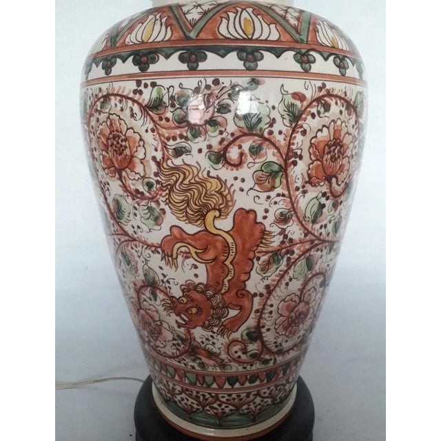 Hand Painted Table Lamp in Ceramic by Paterna Majolica Dart, 1970s For Sale - Image 3 of 4