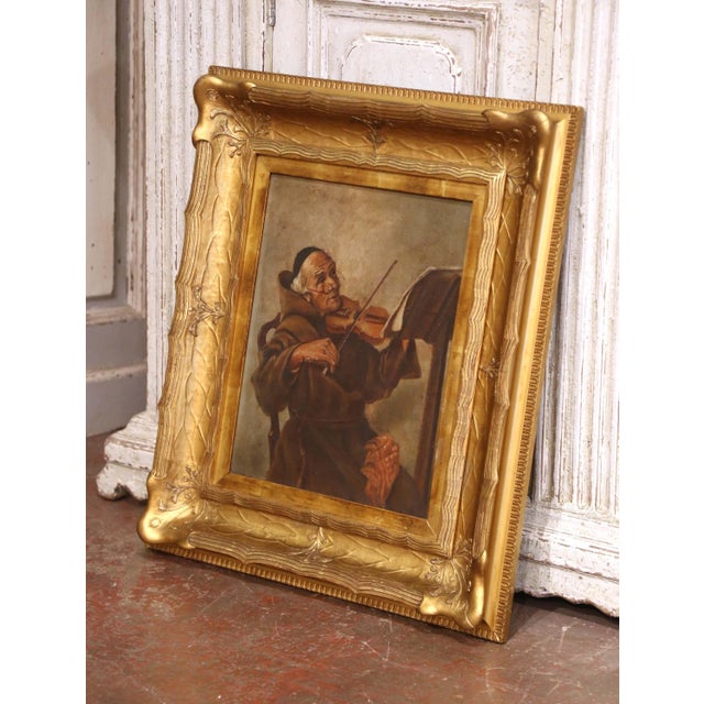 Add charm and character to your interior with this expressive antique French oil painting. Created circa 1880, the scene...