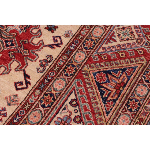 Textile Southwestern Super Kazak Ivory/Red Wool Rug - 8'8'' X 12'4'' For Sale - Image 7 of 10