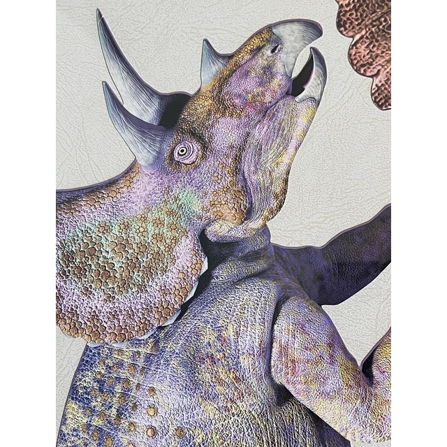 Brown 1970s Cool Pair of Jurassic Dinosaurs Collages Framed For Sale - Image 8 of 10