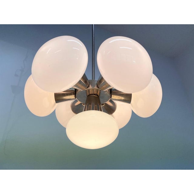 Space Age Chrome Sputnik 7-Flamming Pendant, Czechoslovakia, 1970s For Sale - Image 3 of 10