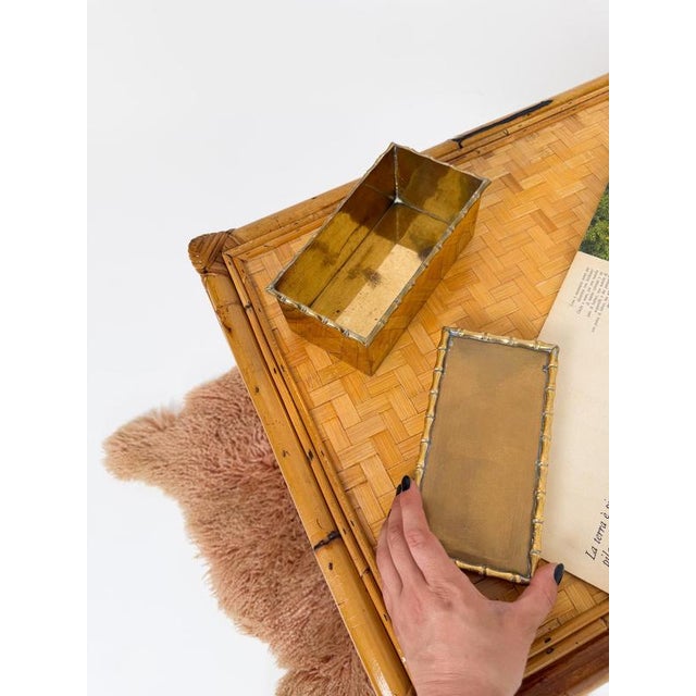 Mid-Century Modern Brass Faux Bamboo Box attributed to Maison Baguès, 1970s For Sale - Image 4 of 18