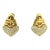 Vintage Italian 18k Gold Diamond Pavé Heart Omega Back Earrings, A Pair For Sale