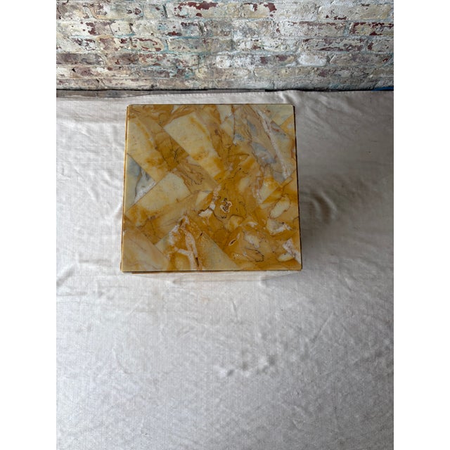 Antique Golden Stone Mosaic Pedestal With Geometric Inlay For Sale In New York - Image 6 of 10