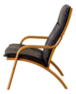 Vintage Danish Stouby Leather Lounge Chair Bentwood Frame Scandinavian Mid Century Armchair 1960s