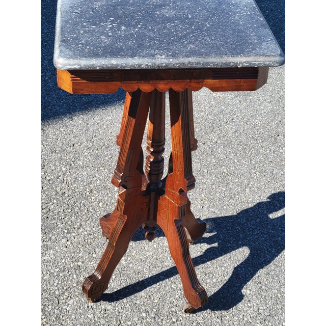 19th Century American Walnut Marble Side Table For Sale - Image 9 of 18