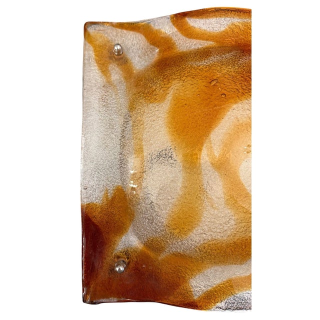 1970s 1970s Mazzega Amber & Clear Murano Glass Wall Sconce or Flush Mount For Sale - Image 5 of 9