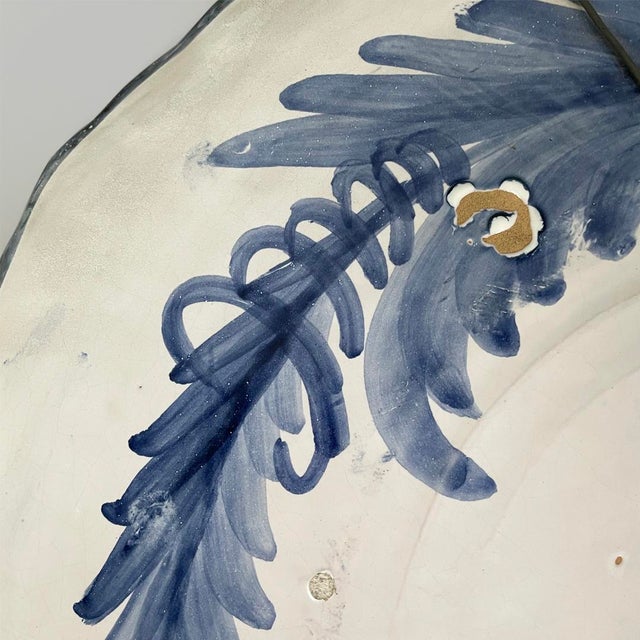 Blue Mid-Century Modern Italian Majolica Plate by Alba Docilia Albisola, 1950s For Sale - Image 8 of 11