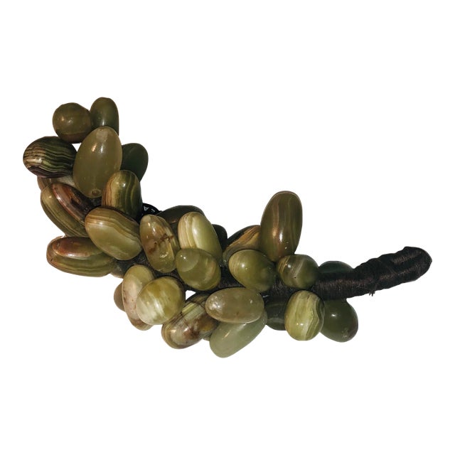 1970s Jade Green Agate Strung Stone Grape Cluster Decoration For Sale
