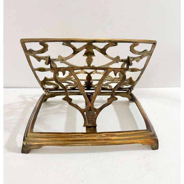 Vintage Ornate Brass Folding Book Stand For Sale - Image 11 of 12