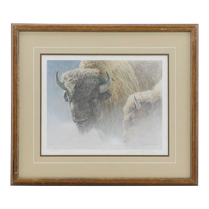 Late 20th Century Robert Bateman "Wood Bison" Lithograph Framed, Signed