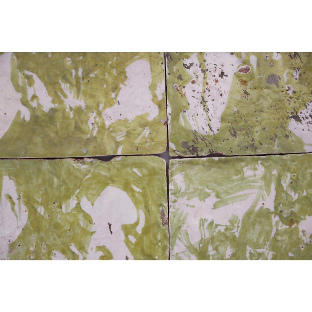 18th Century Set of Four Green Spongeware Tiles, Portuguese For Sale - Image 10 of 12