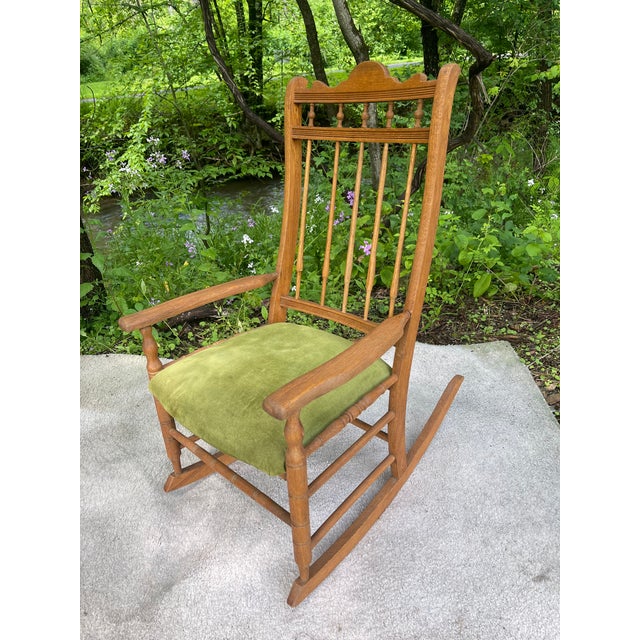 Handcrafted solid wood rocking chair with an upholstered seat. Solid, comfortable, well-cared for. A loving addition to...
