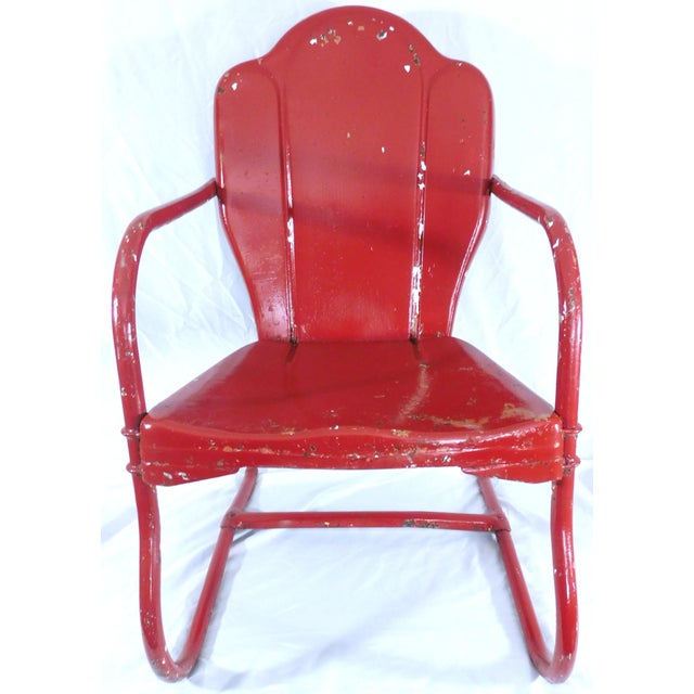 Vintage Steel Cantilever/Springer/Bouncer Patio Chairs - 2 Different For Sale - Image 10 of 17