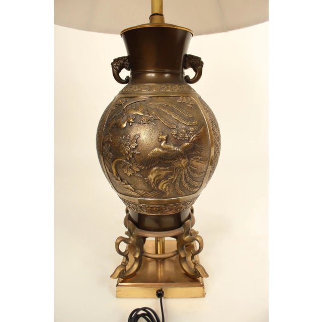 Chinese Style Marbro Bronze Lamp For Sale - Image 11 of 13