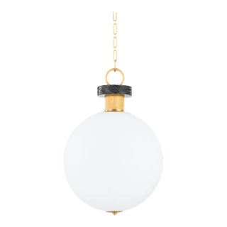 Hudson Valley Glass, Marble and Brass Pendant For Sale